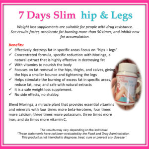 7 Days Slim Hip & Legs 30 Capsules Supplement