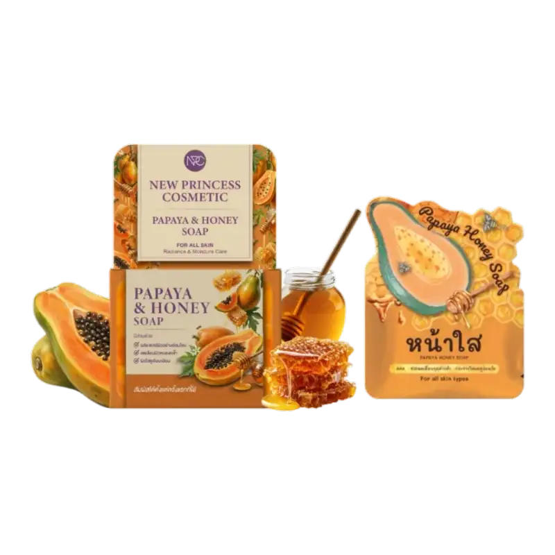 Papaya Honey Soap acne control brightening facial cleanser Thailand - Image 2