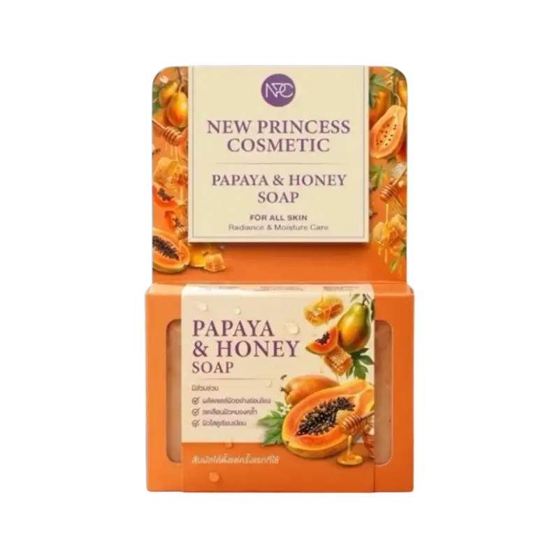 New Princess Cosmetic Papaya Honey Soap acne control brightening facial cleanser Thailand