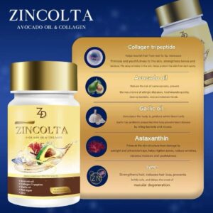 Zincolta 30 softgels collagen zinc dietary supplement