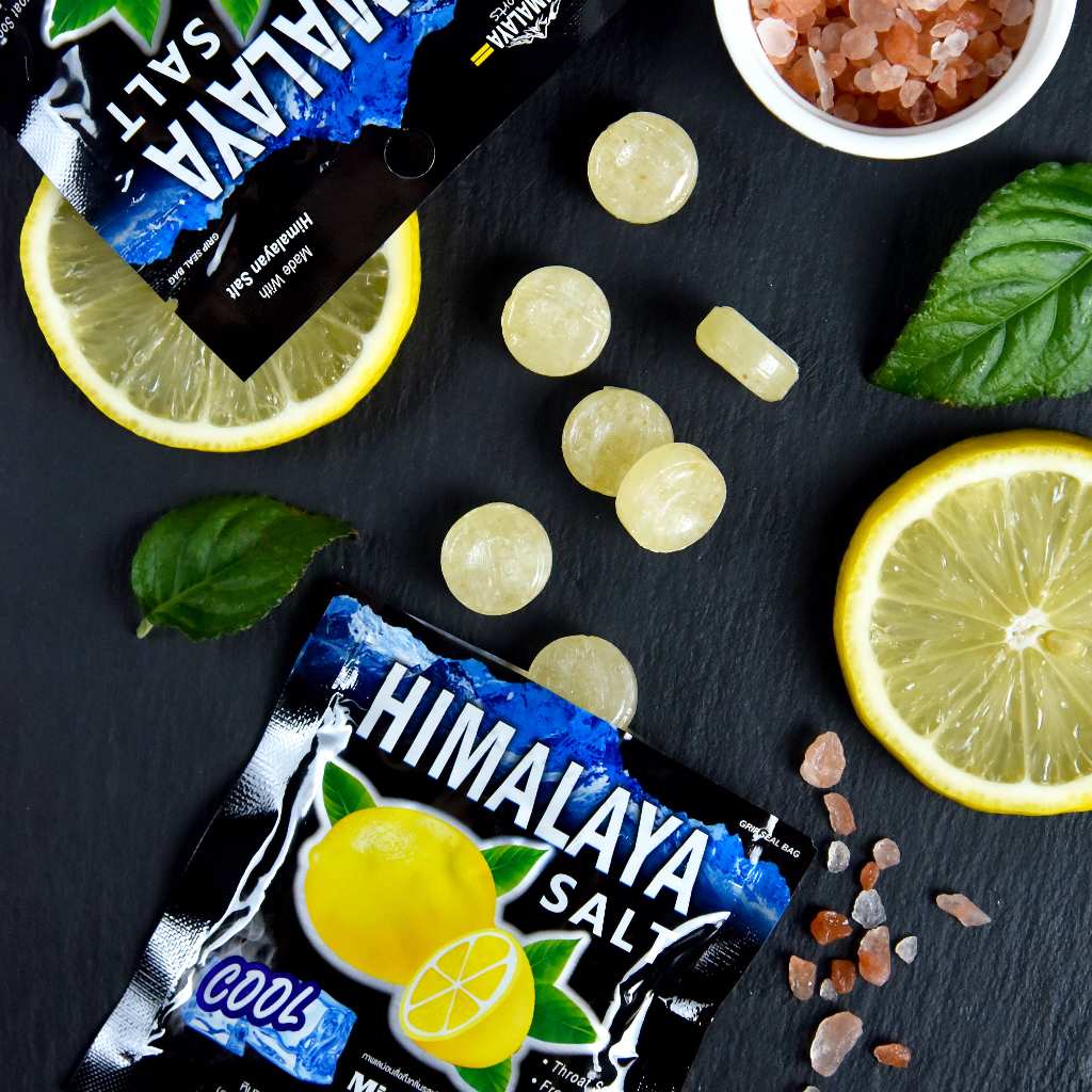 Himalaya Salt Mint Candy 15g x 12 sachets with lemon and pink Himalayan salt