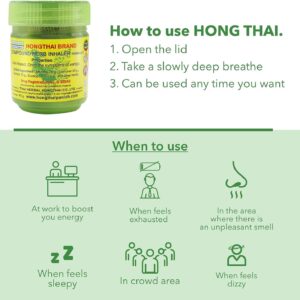 Hong Thai Herbal Inhaler 5g and 10g with camphor eucalyptus and menthol essential oils