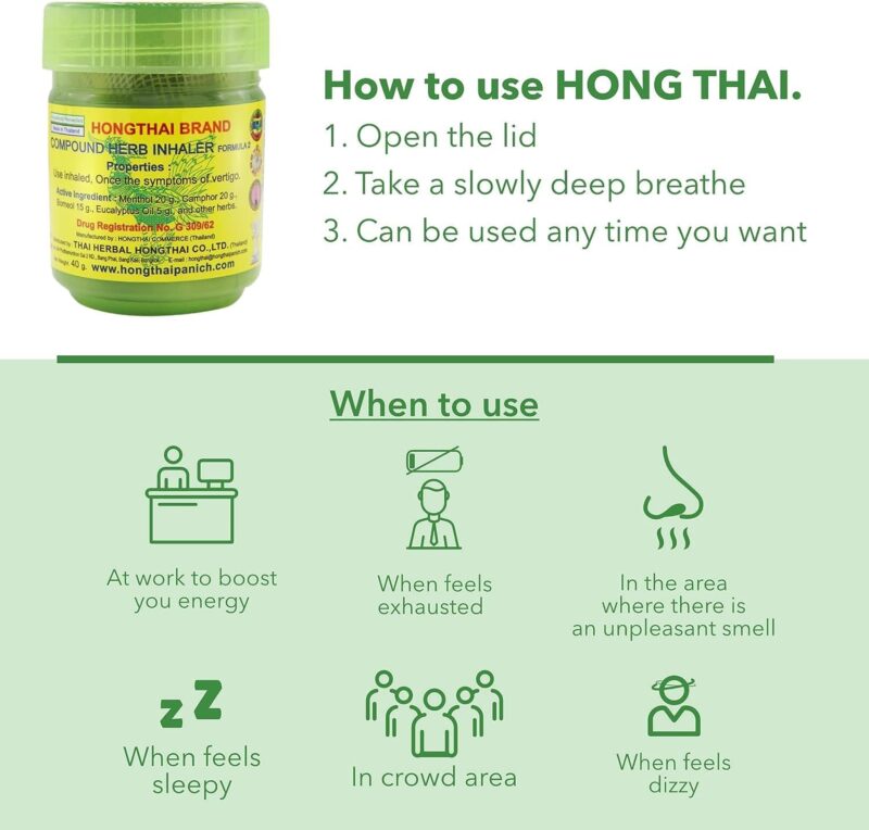 Seven Menthol Inhaler Hong Thai Herbal Inhaler 5g / 10g – Camphor & Menthol Relief ...