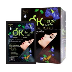 OK Herbal Color Care Shampoo 12 sachets ammonia free hair color black and brown