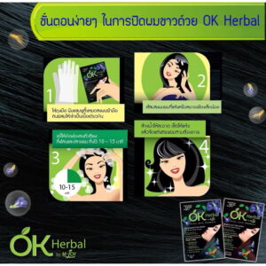 OK Herbal Color Care Shampoo 12 sachets ammonia free hair color black and brown