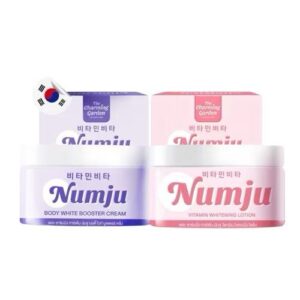 Numju Vitamin Whitening Lotion Pink and Body White Booster Cream Purple 100g containers