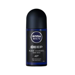 NIVEA MEN Deep Black Charcoal Dark Wood Deodorant Roll-On 50ml bottle