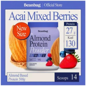 Beanbag almond protein powder acai mixed berries plant based protein 500g high protein supplement