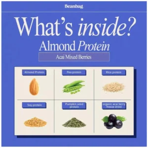 Beanbag almond protein powder acai mixed berries plant based protein 500g high protein supplement