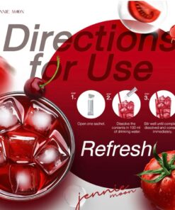 Jennie Moon Gluta Glow Lyco Drink Lycopene Glutathione Skin Brightening Supplement 1 bag 30 Sachets