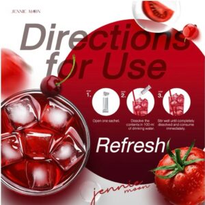 Jennie Moon Gluta Glow Lyco Drink Lycopene Glutathione Skin Brightening Supplement 1 bag 30 Sachets