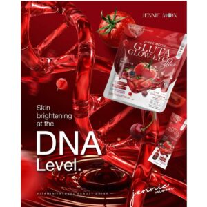 Jennie Moon Gluta Glow Lyco Drink Lycopene Glutathione Skin Brightening Supplement 1 bag 30 Sachets