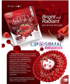 Jennie Moon Gluta Glow Lyco Drink Lycopene Glutathione Skin Brightening Supplement 1 bag 30 Sachets