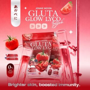 Jennie Moon Gluta Glow Lyco Drink Lycopene Glutathione Skin Brightening Supplement 1 bag 30 Sachets