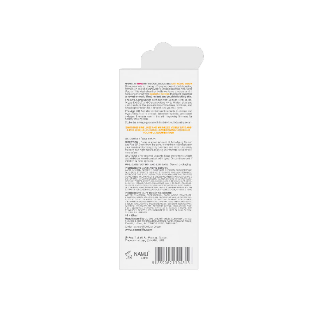 Namu Life Snailwhite Double Boosting Anti Aging Serum dual chamber snail mucin fullerene skincare