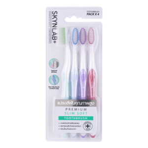 Skynlab Premium Smile Soft Toothbrush ultra slim soft bristles deep clean 4 pack assorted colors