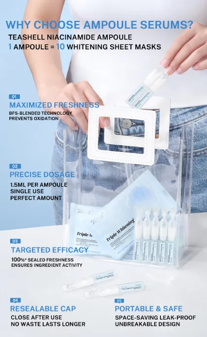 Teashell Triple Whitening & Moisturizing Serum Ampoule Niacinamide Brightening Serum 1.5ml vials