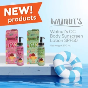 Walnut CC Waterproof Brightening Body Lotion SPF50 200ml Green and Pink Variants