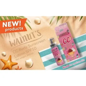 Walnut CC Waterproof Brightening Body Lotion SPF50 200ml Green and Pink Variants