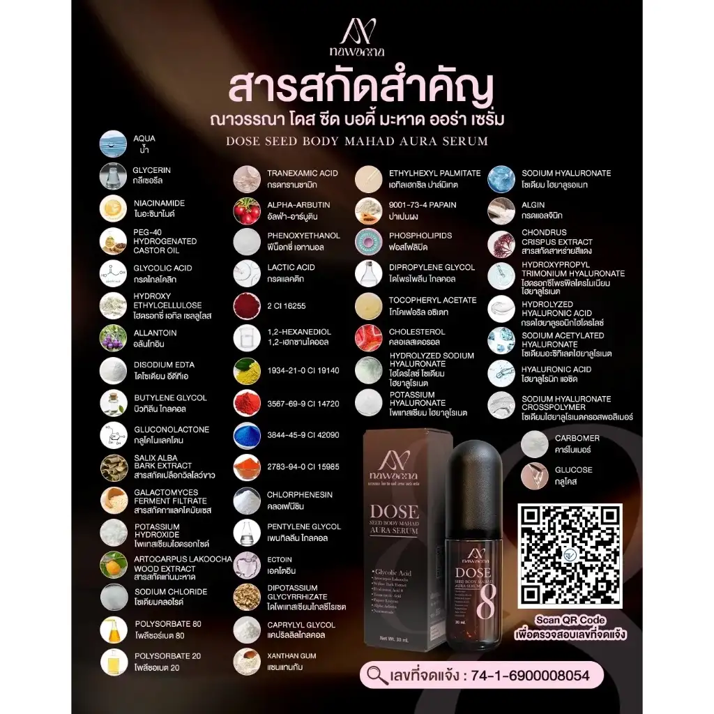 NAWANNA Dose Seed Body Mahad Aura Glow Cream and Brightening Body Serum