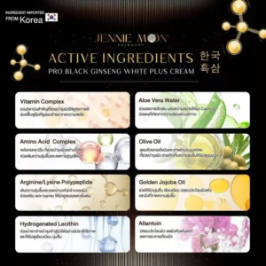 JENNIE MOON Pro Black Ginseng White Plus Cream 250ml moisturizing brightening body cream